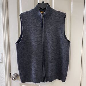Territory Reserve 100% Wool Full Zip Sweater Vest Gray Men's Size Large